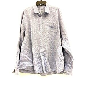 Jos A Bank Dress Shirt XXL  Blue Long Sleeve Traveler Button Up With Pocket Mens